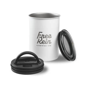 Stacked Logo Stainless Canister-White